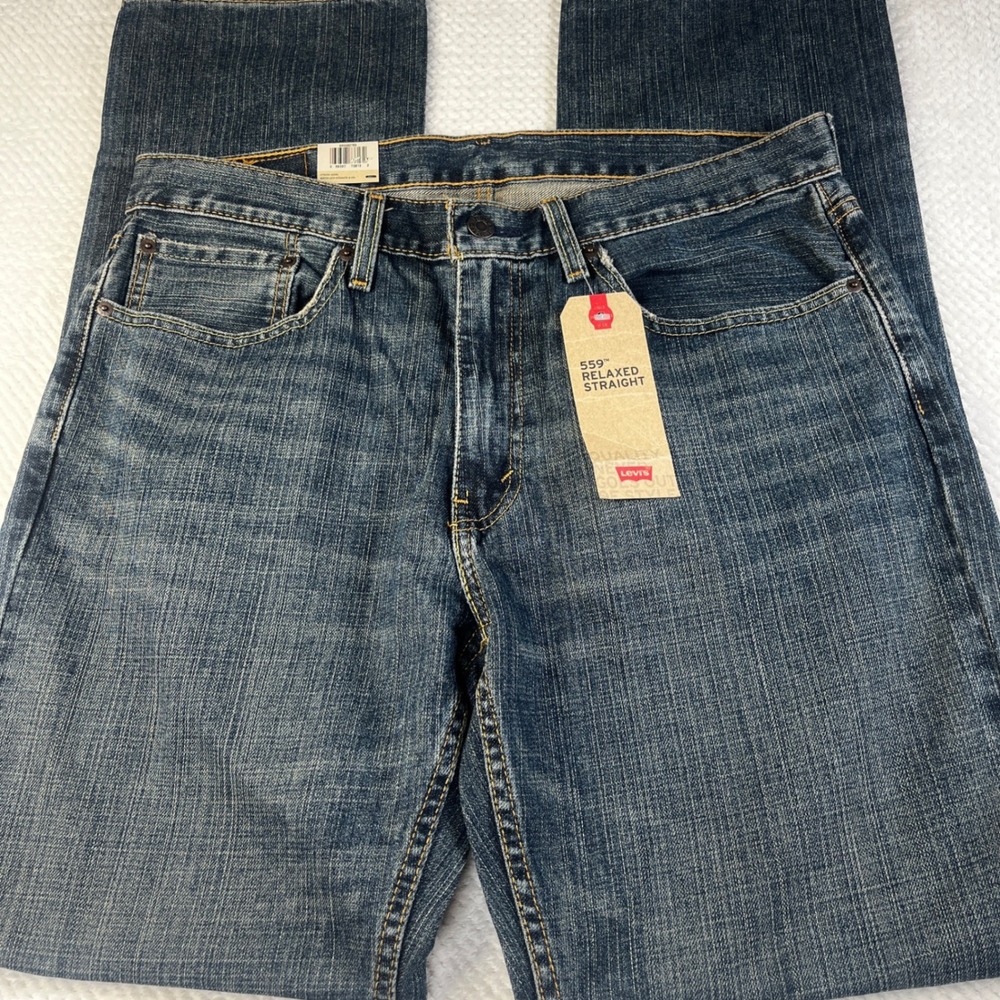 Levi's 559 Mens Relaxed Straight Leg Jeans Blue Denim 34x34 NWT 005592765